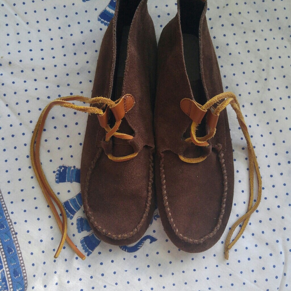 Lands End moccasin fall booties leather suede